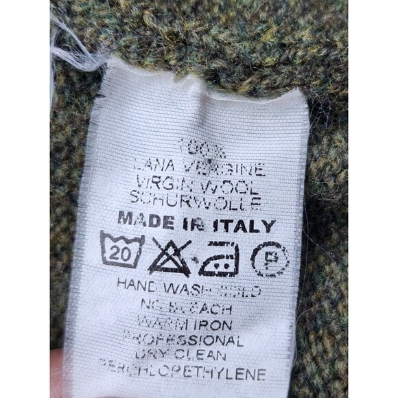 Peter Geeson Olive Wool Sweater M | Made in Italy Argyle Elbow Patch Knit - Picture 4 of 6